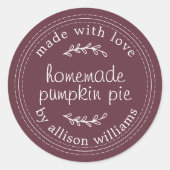 Sticker Rond Rustique fait maison de pâtisseries Citrouille tou (Devant)