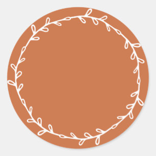 Sticker Rond Rustique fait maison orange brûlé écriture sur