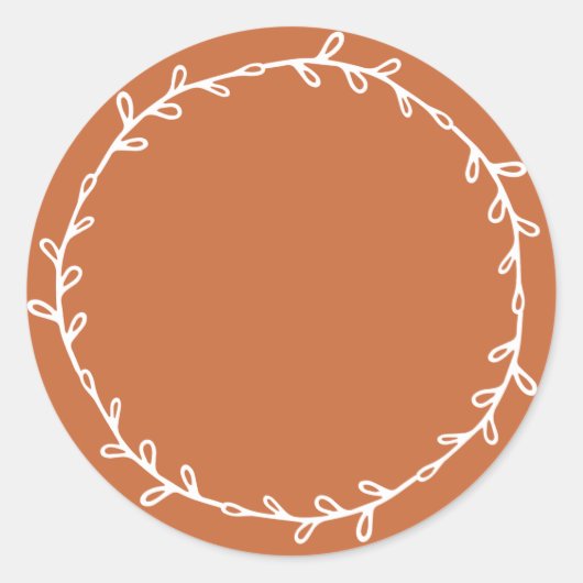 Sticker Rond Rustique fait maison orange brûlé écriture sur (Devant)