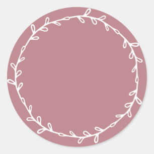 Sticker Rond Rustique Fait Maison Rose Poussiéreuse Écrivez Des