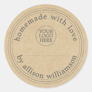 Sticker Rond Rustique fait maison Votre logo à écrire sur papie