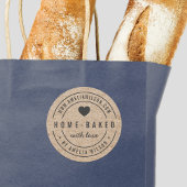 Sticker Rond Rustique Faux Kraft Bold Maison cuite au coeur de 