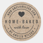 Sticker Rond Rustique Faux Kraft Bold Maison cuite au coeur de  (Devant)