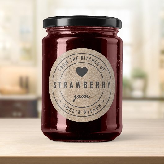 Sticker Rond Rustique Faux Kraft Gras De la cuisine de