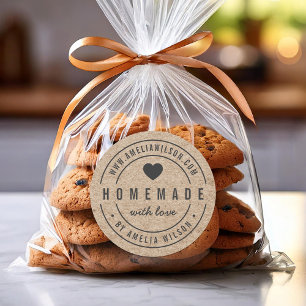 Sticker Rond Rustique Faux Kraft Téméraire Fait Maison Avec Coe