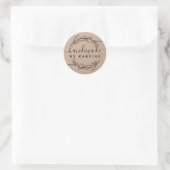 Sticker Rond Rustique Feuille de laurier Script artisanal (Sac)