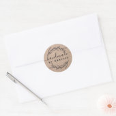 Sticker Rond Rustique Feuille de laurier Script artisanal (Enveloppe)