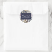 Sticker Rond Rustique Floral Glam Marine Kraft Mariage Faveur n (Sac)