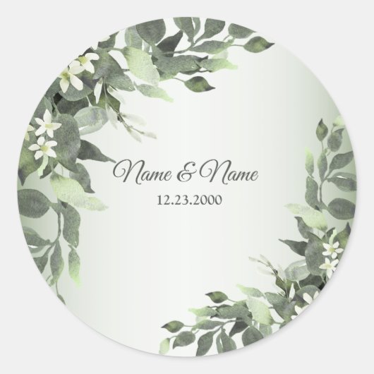 Sticker Rond Rustique Floral Verdure Eucalyptus Feuille Classiq (Devant)