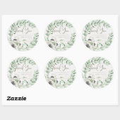 Sticker Rond Rustique Floral Vert Feuille Merci Mariage (Feuille)