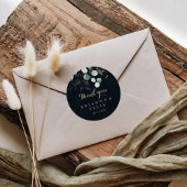 Sticker Rond Rustique Gold Floral Merci Bleu mariage Favoriser