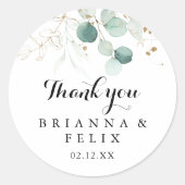 Sticker Rond Rustique Gold Floral Merci mariage Faveur (Devant)