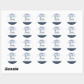 Sticker Rond Rustique hiver Floral Marine Merci Mariage (Feuille)