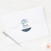 Sticker Rond Rustique hiver Floral Marine Merci Mariage (Enveloppe)