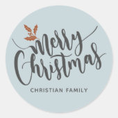 Sticker Rond Rustique Joyeux Noël Personnalisé (Devant)