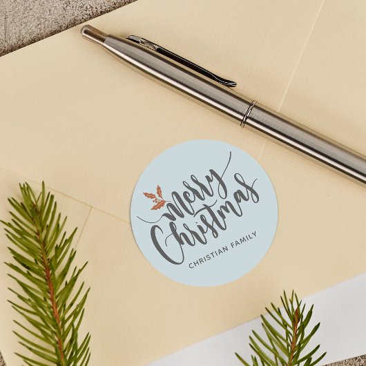 Sticker Rond Rustique Joyeux Noël Personnalisé