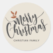 Sticker Rond Rustique Joyeux Noël Personnalisé (Devant)