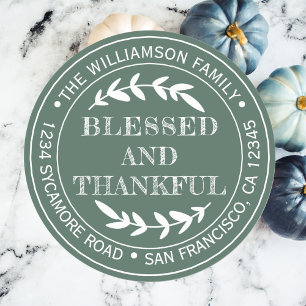 Sticker Rond Rustique Joyeux Thanksgiving Adresse de Retour Ver