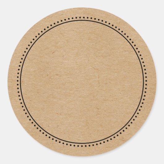Sticker Rond Rustique Kraft Blank Écrire Sur La Frontière Dotée (Devant)