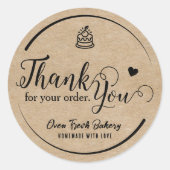 Sticker Rond Rustique Kraft boulangerie maison Merci (Devant)