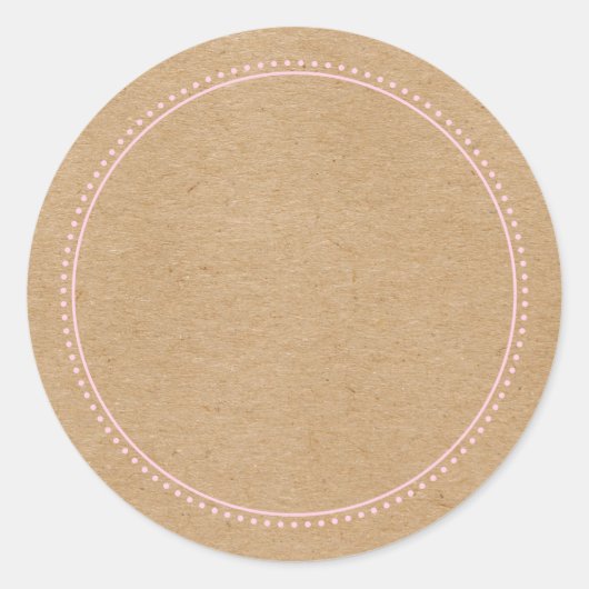 Sticker Rond Rustique Kraft Écrire Sur La Frontière Dotée (Devant)