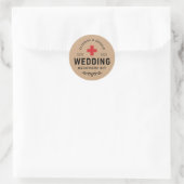 Sticker Rond Rustique Kraft Mariage Hangover Kit de récupératio (Sac)