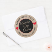 Sticker Rond Rustique Kraft Papier Choco Cookies Cuits Avec Amo (Enveloppe)