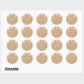 Sticker Rond Rustique kraft scintiller baby shower rose (Feuille)