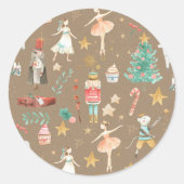 Sticker Rond Rustique Kraft Tout Casse-Noisette Noël (Devant)