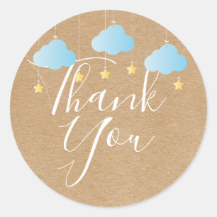 Sticker Rond Rustique kraft twinkle twinkle merci baby shower