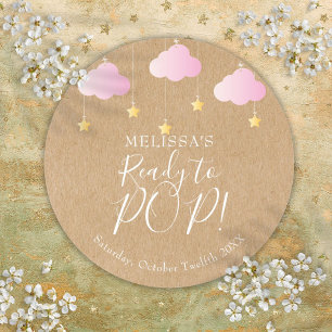 Sticker Rond Rustique Kraft Twinkle Twinkle Prêt à éclater Rose