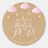 Sticker Rond Rustique Kraft Twinkle Twinkle prêt à POP rose (Devant)