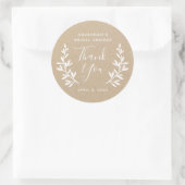 Sticker Rond Rustique laurier Kraft douche nuptiale merci (Sac)