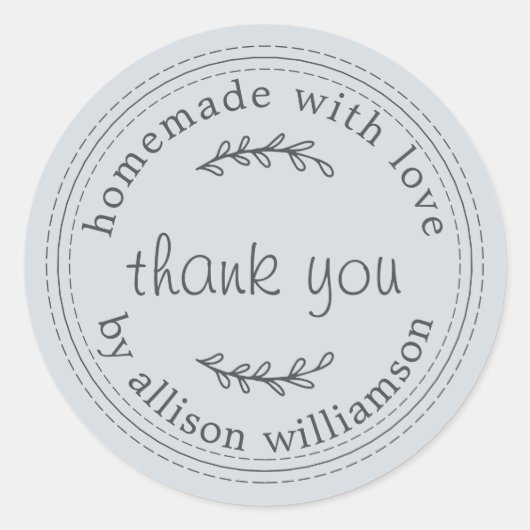 Sticker Rond Rustique Maison Avec Amour Pastel Merci Bleu (Devant)