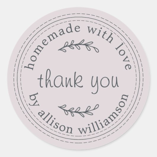 Sticker Rond Rustique Maison Avec Amour Pastel Purple Merci (Devant)