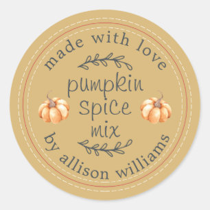 Sticker Rond Rustique maison Citrouille épice Mix Jaune