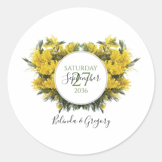 Sticker Rond Rustique Mariage Acacia Wattle (Devant)