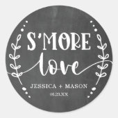 Sticker Rond Rustique Mariage S'more Love Favoriser Classic Rou (Devant)