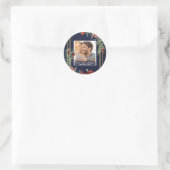 Sticker Rond Rustique Marsala Floral Photo Marine Mariage bleu (Sac)