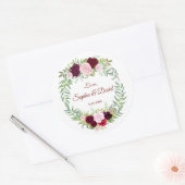Sticker Rond Rustique Marsala Floral Wreath Bourgogne Mariage R (Enveloppe)