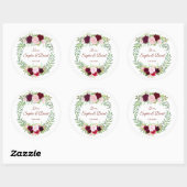Sticker Rond Rustique Marsala Floral Wreath Bourgogne Mariage R (Feuille)
