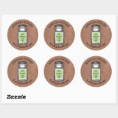 Sticker Rond Rustique Mason Jar Canning Vintage | Jam (Feuille)