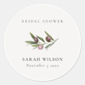Sticker Rond Rustique Minimal Branche d'olivier Foliage Shower (Devant)