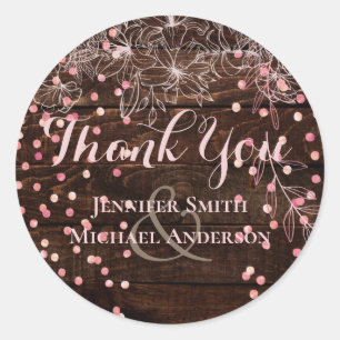 Sticker Rond Rustique moderne Dusty Rose rose Confetti Mariage