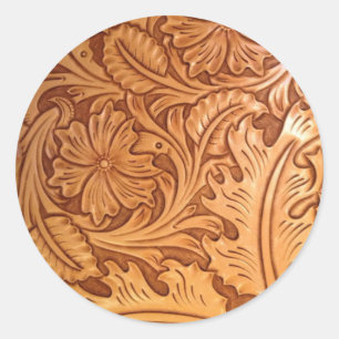 Sticker Rond Rustique motif western pays à outils cuir
