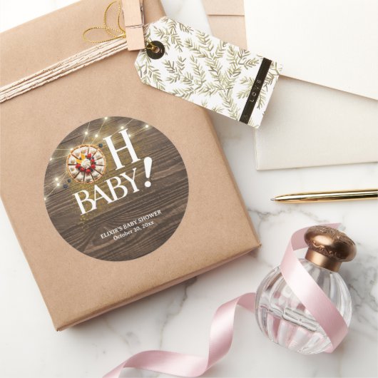 Sticker Rond Rustique Oh Bébé Chéri Gâteau Bébé (Cadeaux)