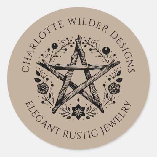 Sticker Rond Rustique Pagan Wiccan Rustique Kraft Jewelry Desig (Devant)