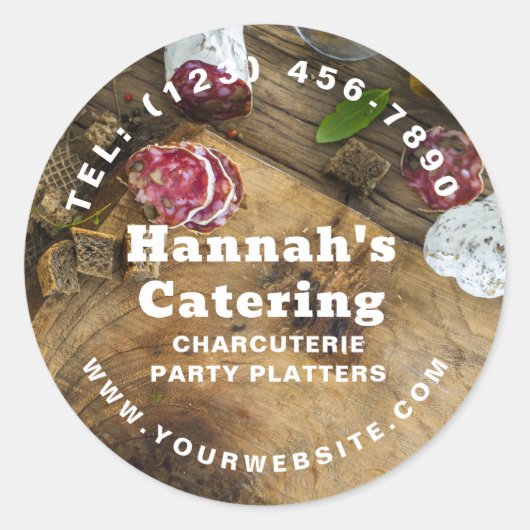 Sticker Rond Rustique Photo Bois Bois Charcuterie Restauration (Devant)