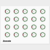 Sticker Rond Rustique Pine Holiday Wreath Monogramme Nom de fam (Feuille)