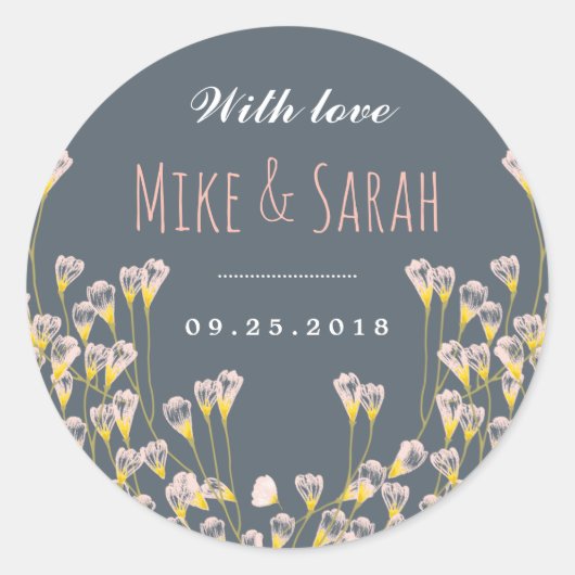 Sticker Rond Rustique Printemps Fleur Jardin Mariage Faveur Sti (Devant)